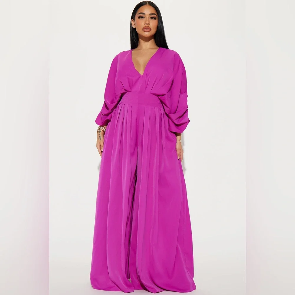 Beautiful Magenta Wide Leg Jumpsuit - Picture 3 of 16